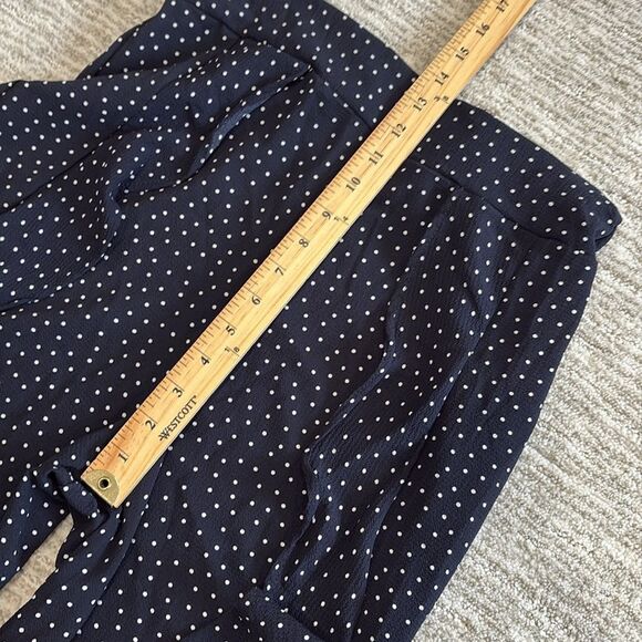 Blu Pepper Polka Dot Cascading Ruffle Wide Leg Pants Size M Navy Elastic Back - Picture 7 of 15